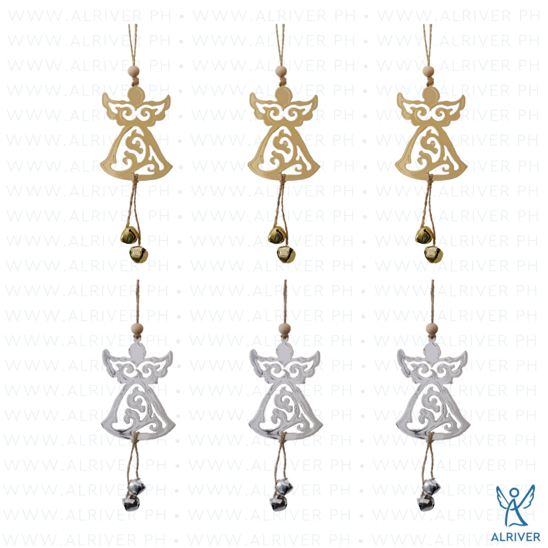 Angelique Metal Angel with Bell Dangle Ornament