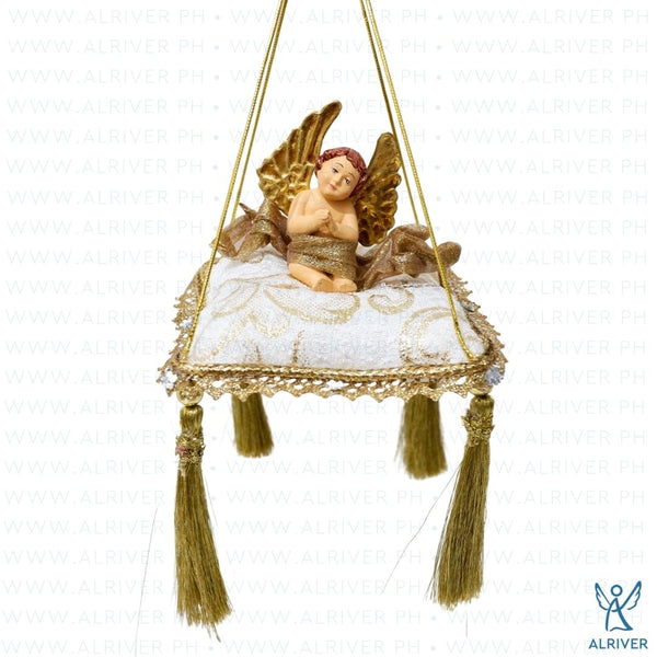 Eloise Cherub Beige Gold Pillow Ornament