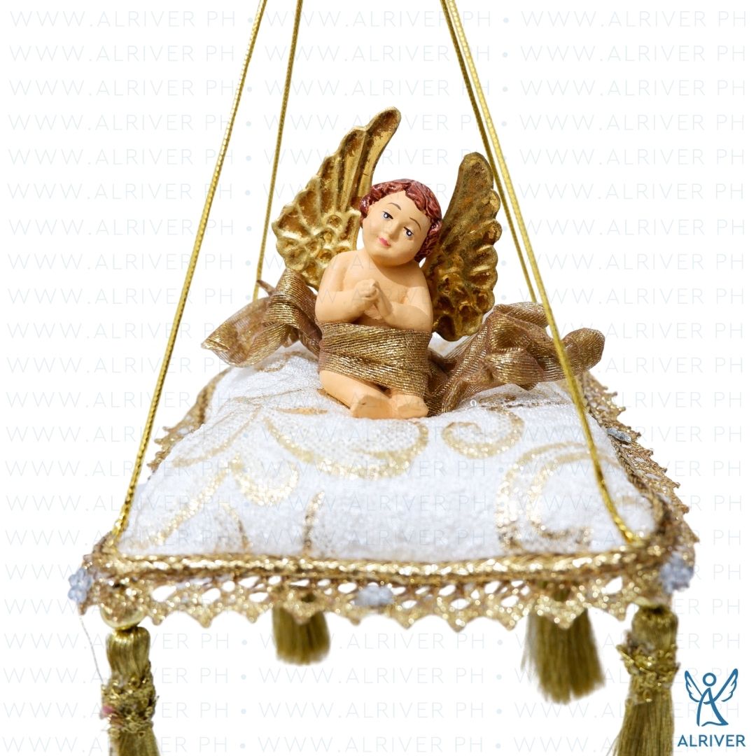 Eloise Cherub Beige Gold Pillow Ornament