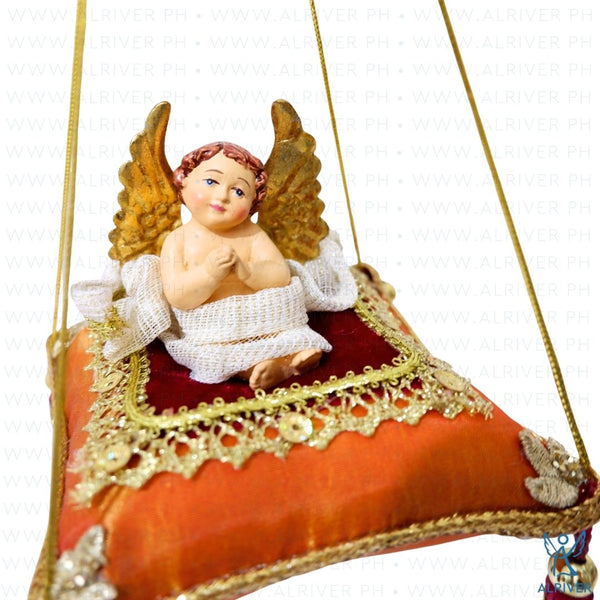 Shaira Cherub Burgundy Orange Pillow Ornament