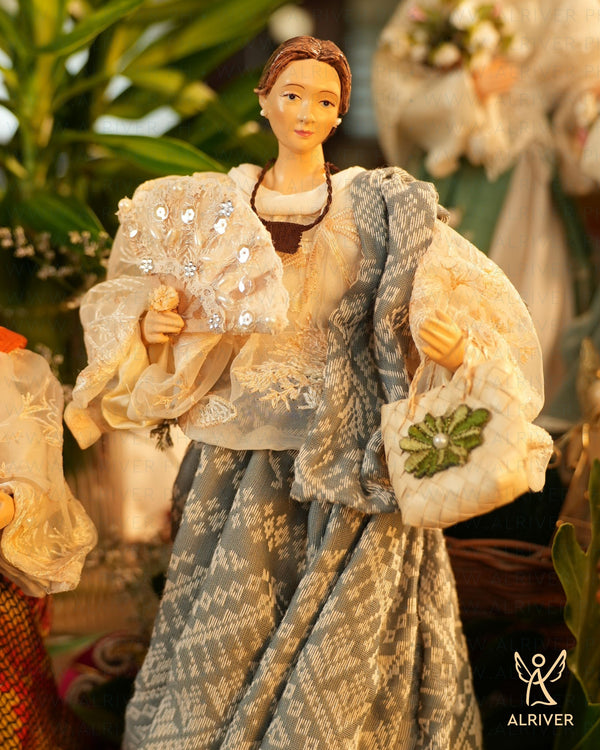 14" Pilar Filipiniana lady with Bayong and Pamaypay