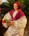 13" Josefa Filipiniana Lady on Wood Base with bilao of fruits