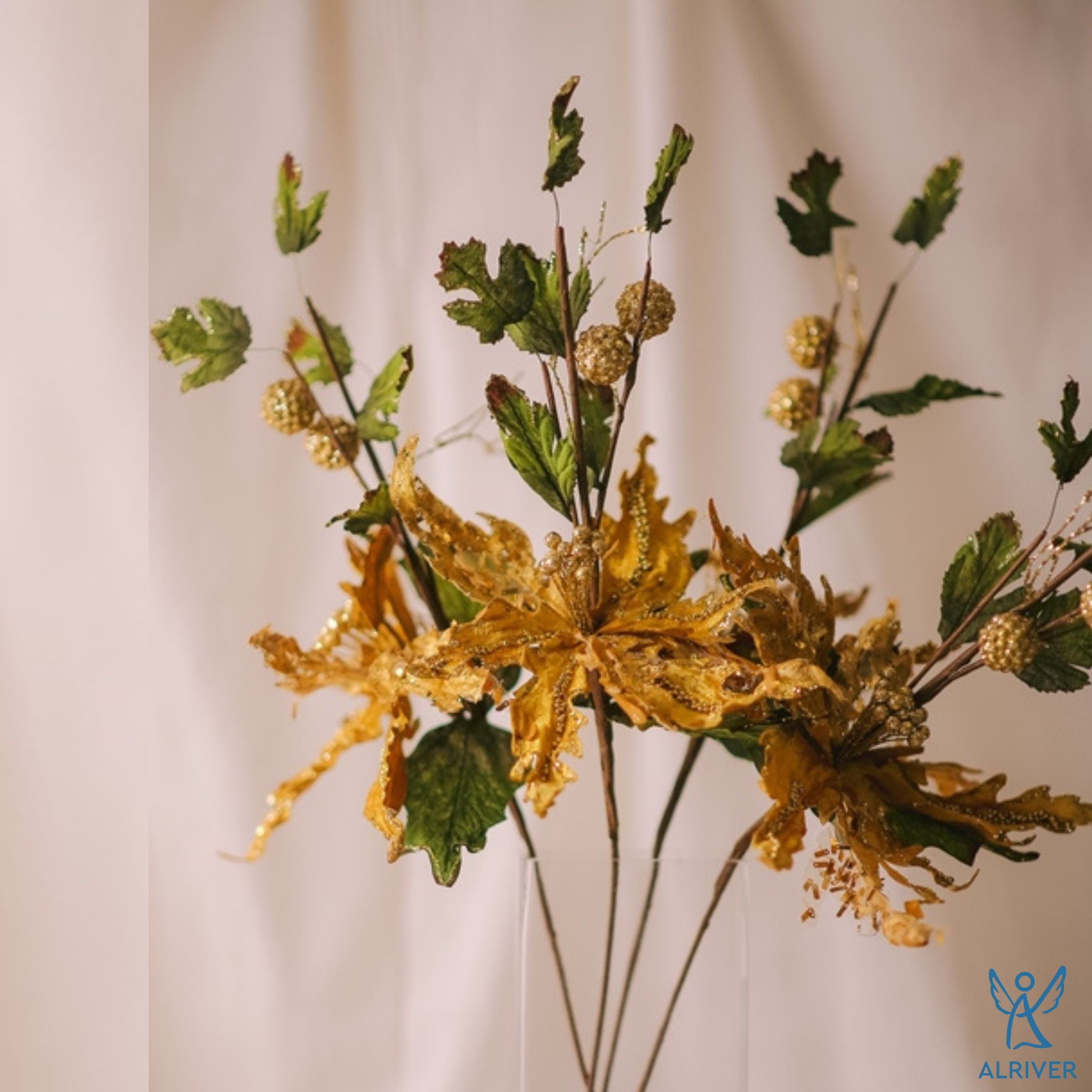 Gold Christmas Long Stem Flowers