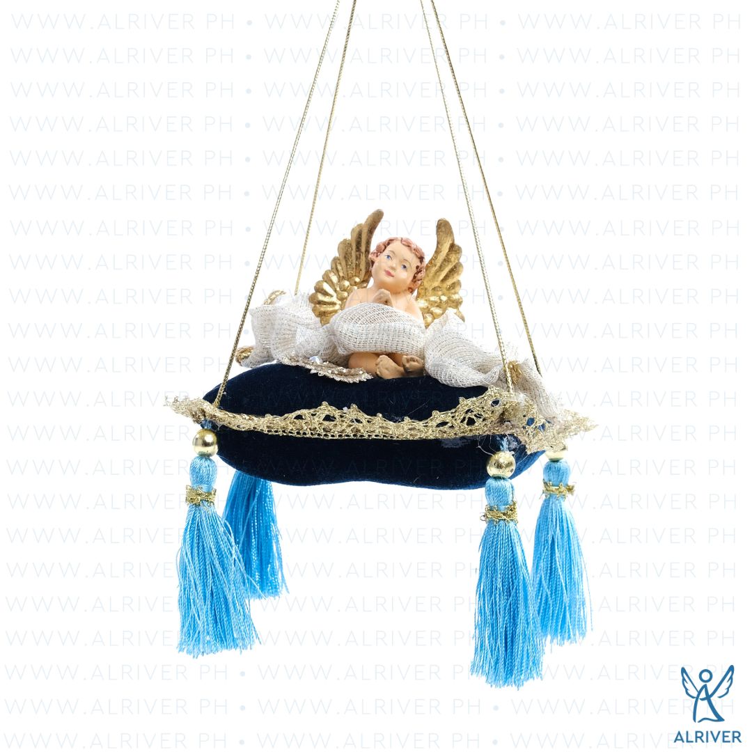 Tori Cherub Torquise Blue Pillow Ornament