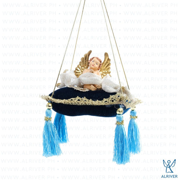 Tori Cherub Torquise Blue Pillow Ornament