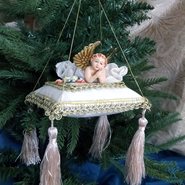 HARIEL CHERUB BEIGE PILLOW ORNAMENT