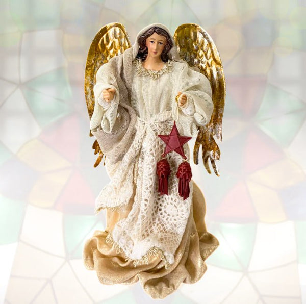 8" Monita Christmas Angel with Red Parol