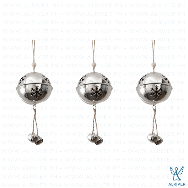Nicholas Metal Christmas Ball with Bell Dangle Ornament