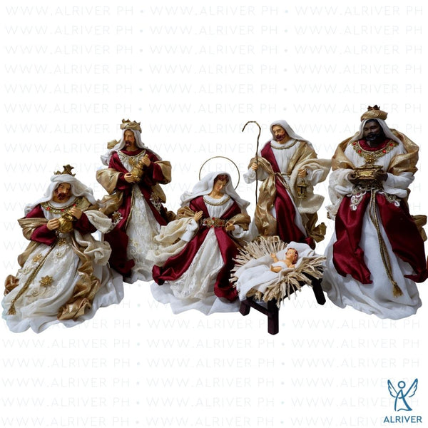 14" Rowan Nativity Set (Set of 6), Burgundy