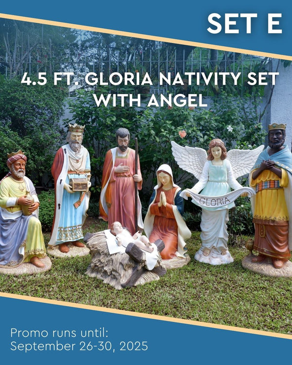 Set E: 4.5 ft. Gloria Outdoor Nativity Set with 4.5 ft. Standing Angel