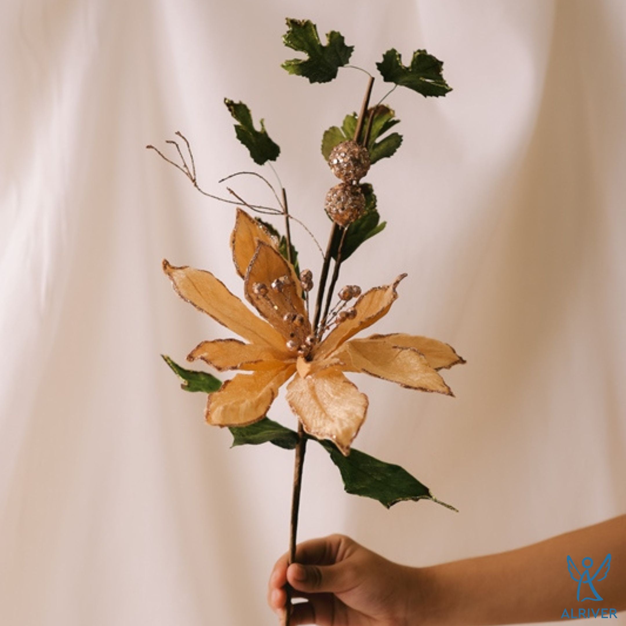 Gold Christmas Long Stem Flowers