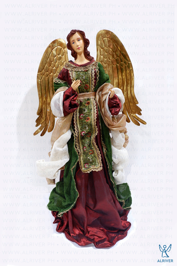 25" Dara Standing Angel, Burgundy Green