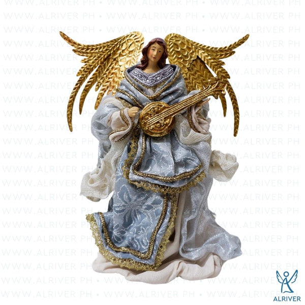 10" Claudia Standing Angel with Round Guitar, Blue