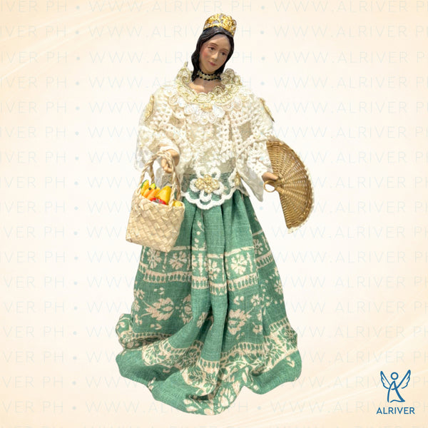 15.5" Filipiniana with Abaniko and Bayong of Fruits, Beige Green (14"HD)