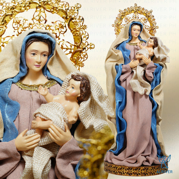 17.5"H Madonna & Child, Beige Blue