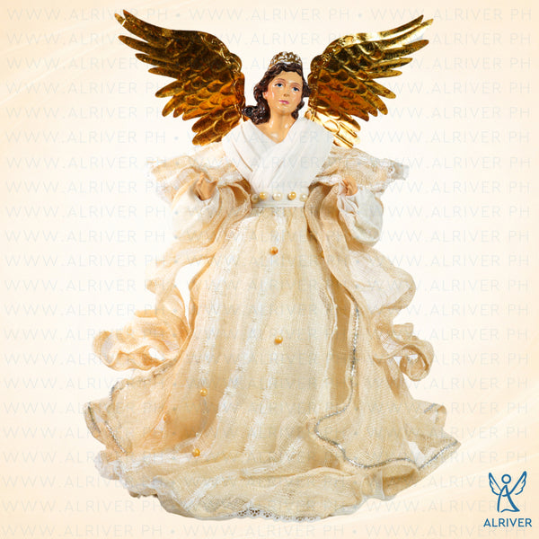 18" Celina Sinamay Standing Angel, Beige Natural