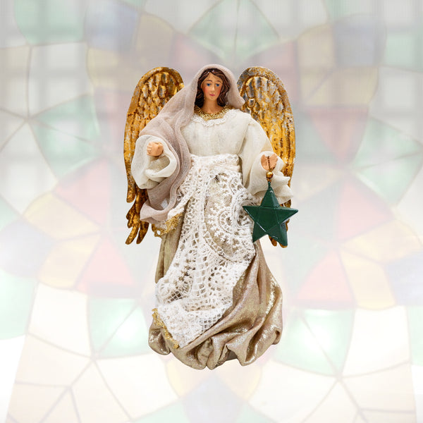 8" Monika Christmas Angel with Resin Green Parol in Gift Box
