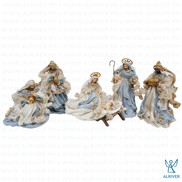 14" Leonelle Nativity Set of 6, Blue