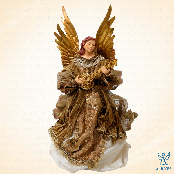 12" CATALINA STANDING ANGEL, BEIGE BRONZE GOLD