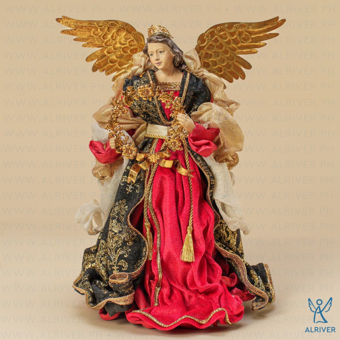 Armada Standing Angel with Metal Floral Wreath