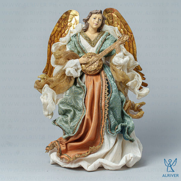 14" Veronica Standing Angel with Round Guitar