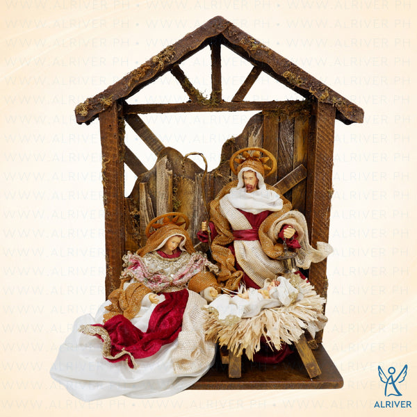 10" Rosas Holy Family with House, Burgundy