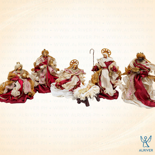 10" Rosas Nativity Set of 6, Burgundy