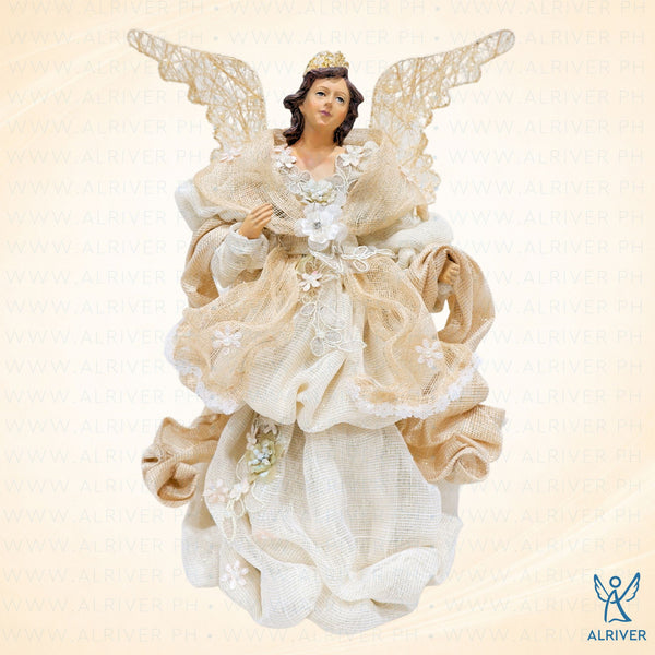 14" Perlas Standing Angel, Beige Natural