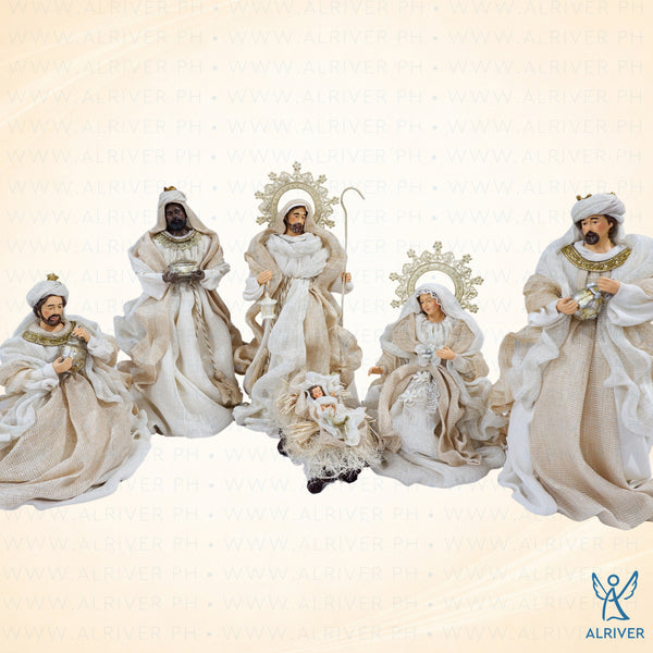 12" Hiyas  Nativity Set, Beige Natural