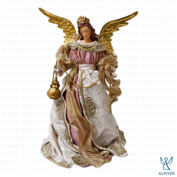 14" Rosalie Standing Angel with Incense, Beige Pink