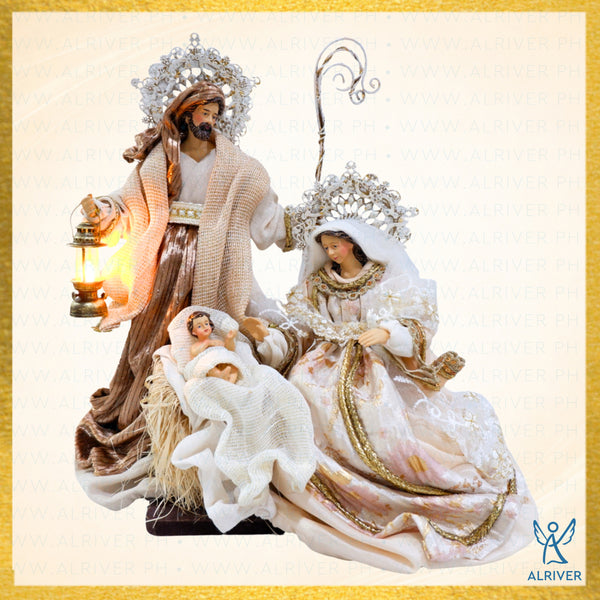 10"  MATTHIAS HOLY FAMILY ON  BASE,  BEIGE PEACH GOLD