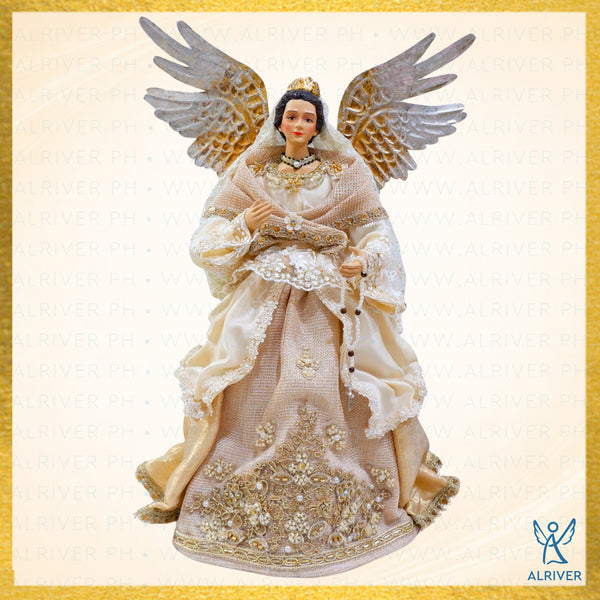 '14" Elena Filipiniana Angel with Rosary, Beige Gold