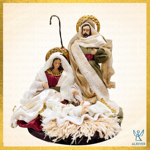 7" ADRIEL HOLY FAMILY ON GLASS DOME, MULTICOLORED