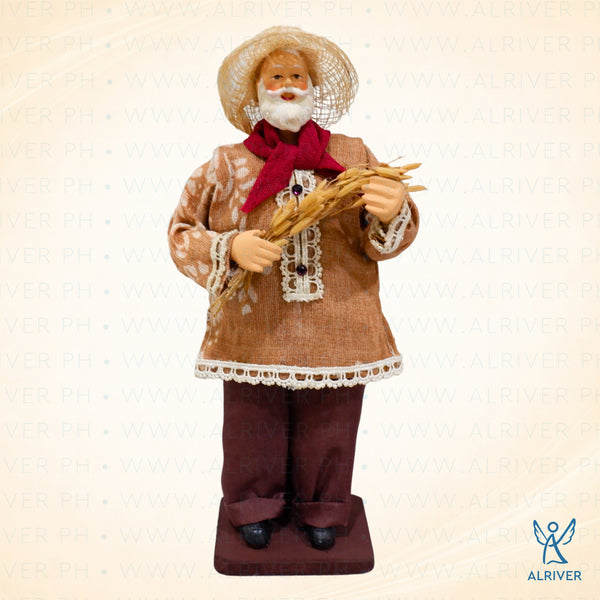 8" Standing Santa with Palay with gift box