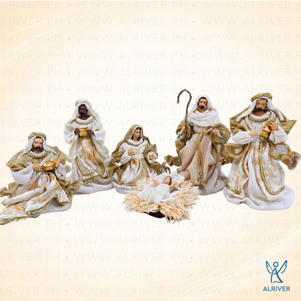 6.5" Auren Nativity Set, Beige Gold