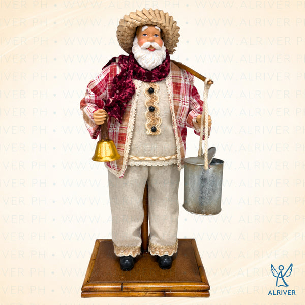 14" SANTA MAGTATAHO WITH BELL, BEIGE BURGUNDY