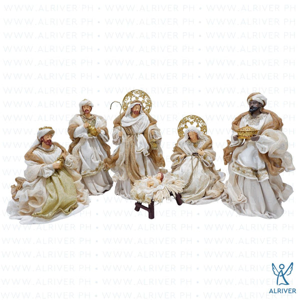 14" Paulo Nativity Set of 6, Beige Gold