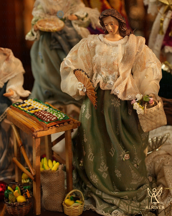 14" Dulce Filipiniana Lady with Kakanin Stand