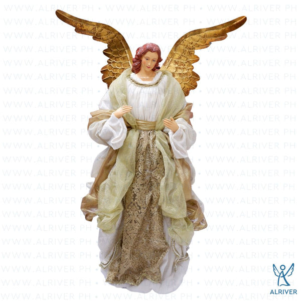 34" Luxurious Standing Angel, Beige Gold