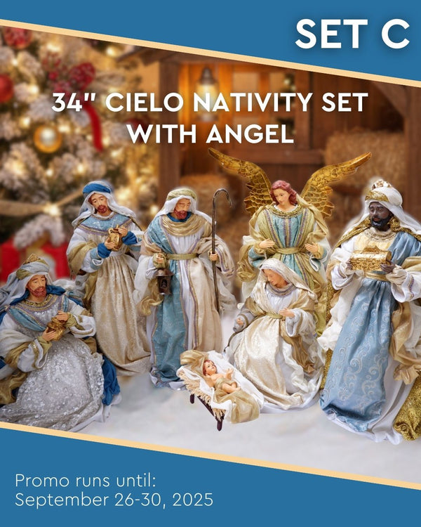Set C: 34" Cielo Nativity Set with 34" Standing Angel