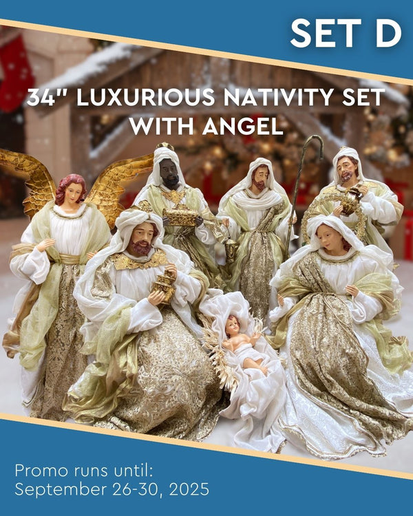 Set D: 34" Luxurious Nativity Set with 34" Standing Angel
