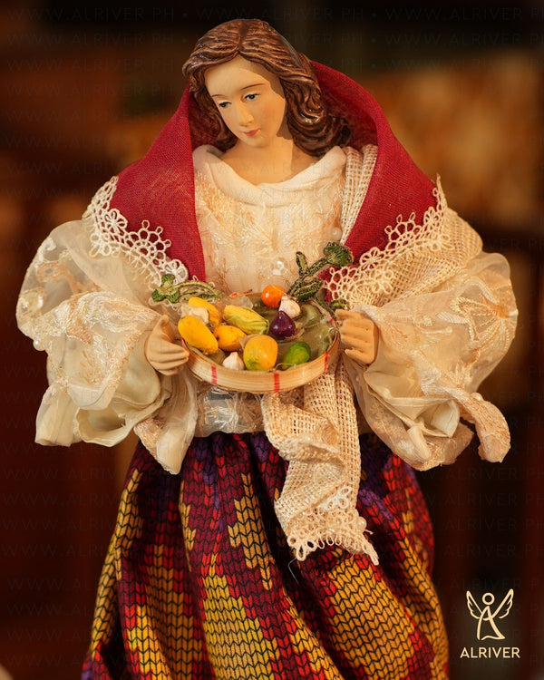 14" Miriam Filipiniana Lady with Bilao of fruits