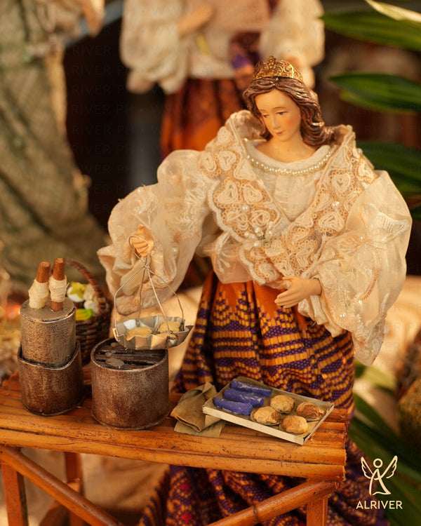 14" Amalia Filipiniana Lady with Bibingka Stand