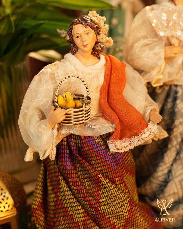 12" Nilda Filipiniana Lady with basket of fruits