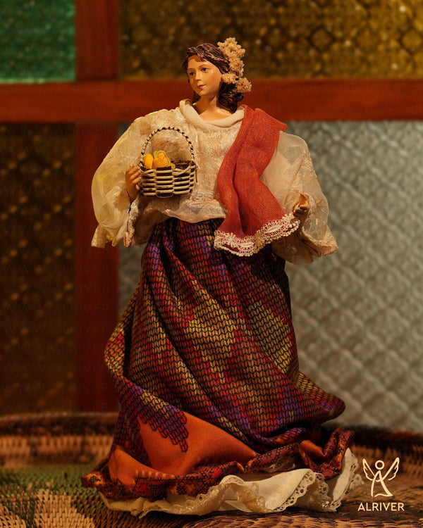 12" Nilda Filipiniana Lady with basket of fruits