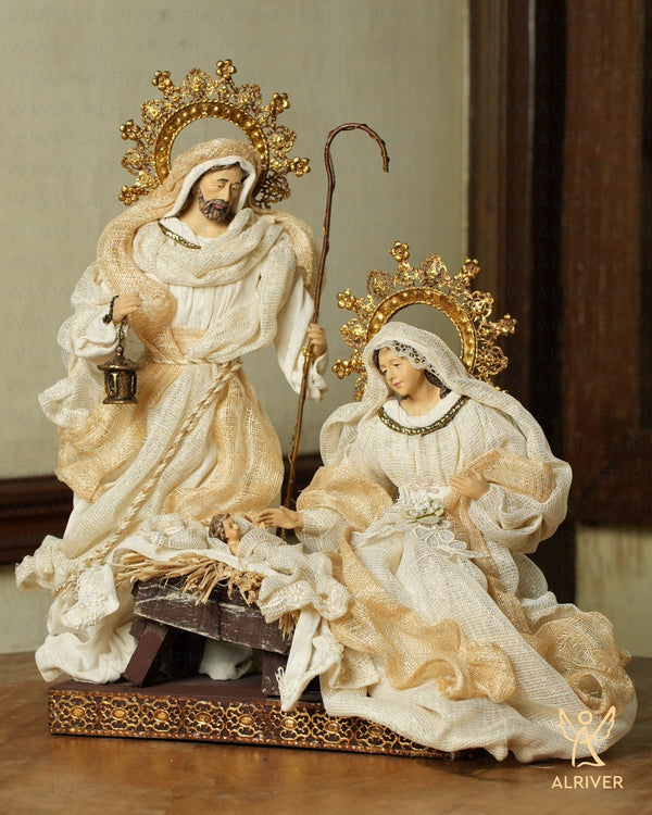 12" Holy Family on Base, Celina Beige Natural