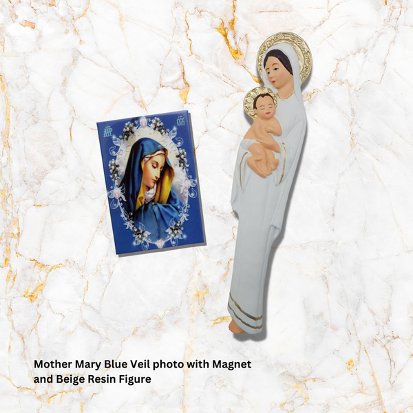 Madonna & Child Resin Figure with Religious Icon Photo Magnet