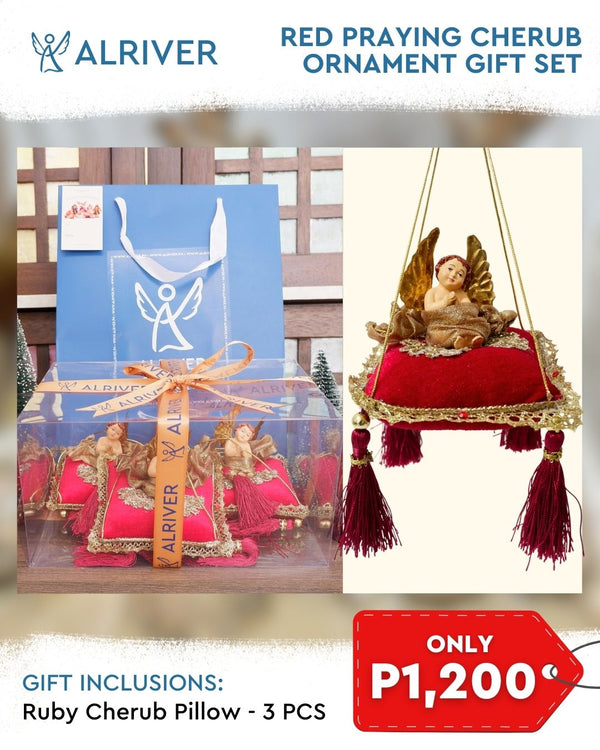 Red Praying Cherub Ornament Gift Set