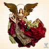 10" Andrea Flying Angel with Lyre, Burgundy
