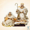 7" Miguel Holy Family on Base, Beige Gold Brocade